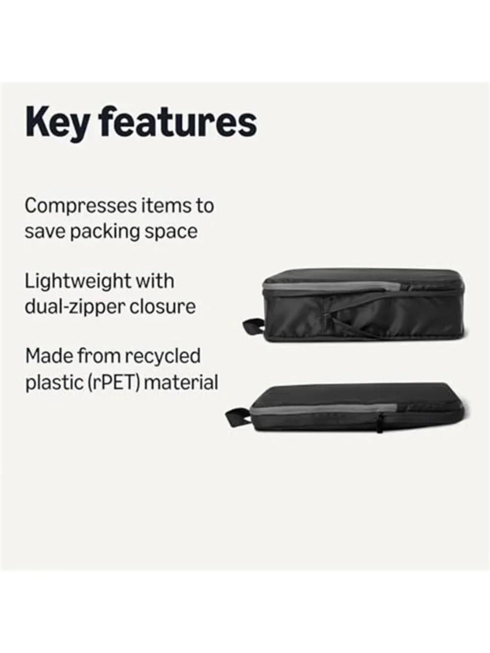 Compression Packing Cubes 6 Pack Travel Luggage Organizer Space Saver Bags Black